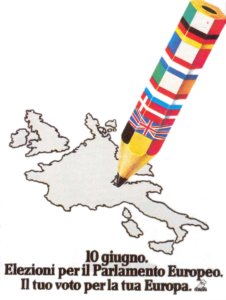 il manifesto ufficiale italiano delle prime elezioni europee a suffragio universale