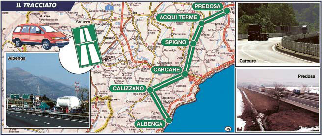 il tracciato dell'Albenga-Millesimo-Predosa
